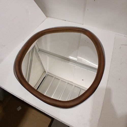 FRUMENSHIP IRREGULAR WALL MIRROR - ASYMMETRICAL WOODEN FRAME MIRROR - 22" X 24" - WALNUT image 5
