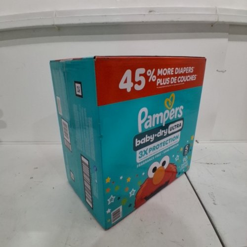 90PK PAMPERS BABY DRY ULTRA DISPOSABLE BABY DIAPERS - SIZE 5 (27+LB) image 2