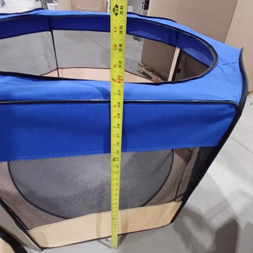 ZUHUCPTS PORTABLE FOLDABLE PET PLAYPEN EXERCISE PEN - LARGE - 58" X 30" - BLUE/BEIGE image 5