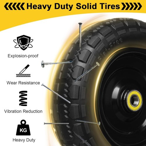 4PK STORY STORE 13" SOLID RUBBER TIRES WITH 4.00-6 TIRE FLAT FREE WITH 5/8" BEARINGS - 2.17" OFFSET BUG FOR GOR GARDEN CARTS - BLACK (MODEL: WB13.4) image 2
