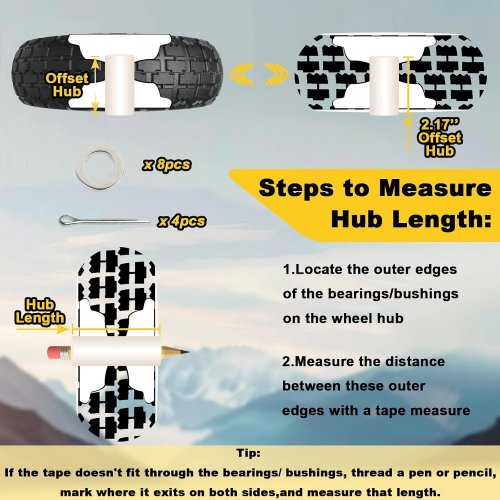 4PK STORY STORE 13" SOLID RUBBER TIRES WITH 4.00-6 TIRE FLAT FREE WITH 5/8" BEARINGS - 2.17" OFFSET BUG FOR GOR GARDEN CARTS - BLACK (MODEL: WB13.4) image 6