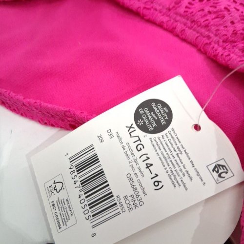 2PC GIRL'S GEORGE EYELET SWIMSUIT - EXTRA LARGE (14-16) - PINK image 3