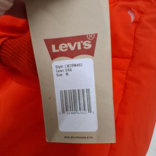 WOMENS LEVI'S CINCH WAIST QUILTED PUFFER JACKET - MEDIUM - ORANGE (STYLE: LW2RN402) image 4