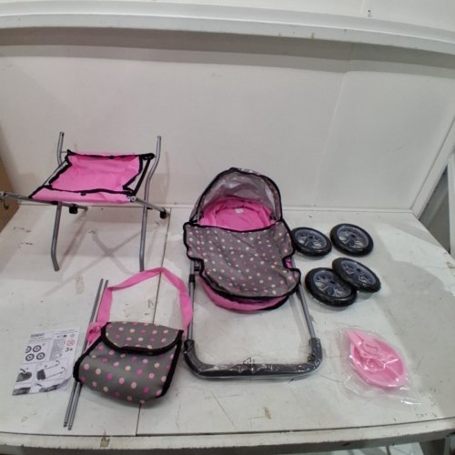 BAYER SMARTY - DOLL STROLLER - GREY/PINK image 2