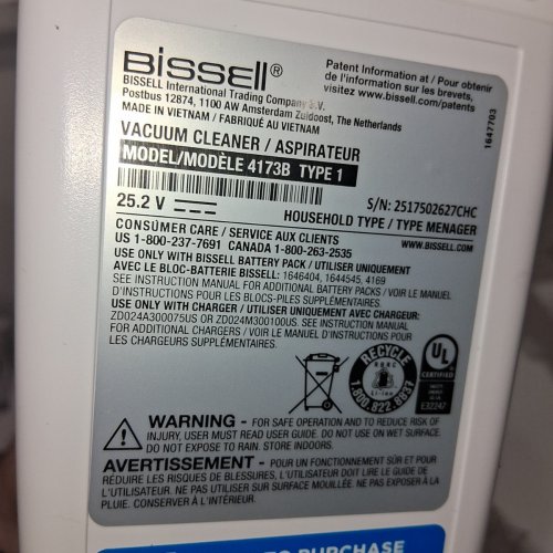 BISSELL POWERCLEAN CORDLESS SELF-STANDING STICK VACUUM WITH LED HEADLIGHTS - WHITE (MODEL: 4173B) image 4