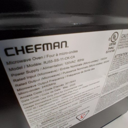 CHEFMAN COUNTERTOP MICROWAVE OVEN - 31 L (1.1 CU. FT) -STAINLESS STEEL (MODEL: RJ55-SS-11-CK-CA) image 6