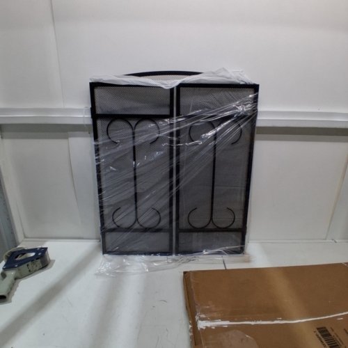 HEAVY DUTY WROUGHT IRON CINTAGE 3 PANEL FIREPLACE SCREEN - 48" X 29" - BLACK (ITEM: HKG T-SSWGPF-1) image 3