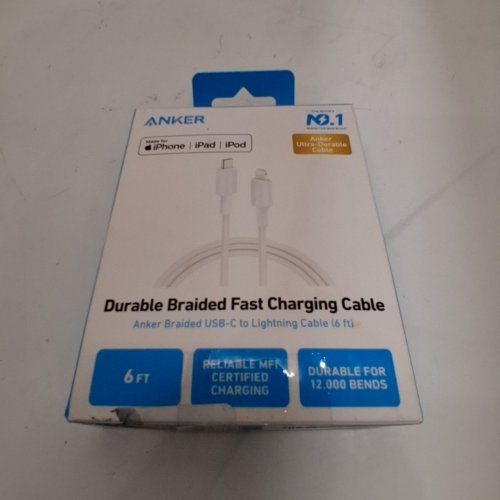 ANKER DURABLE BRAIDED FAST CHARGE CABLE - USB-C TO LIGHTNING - 6FT - WHITE (MODEL: A81B6H21-1) image 3