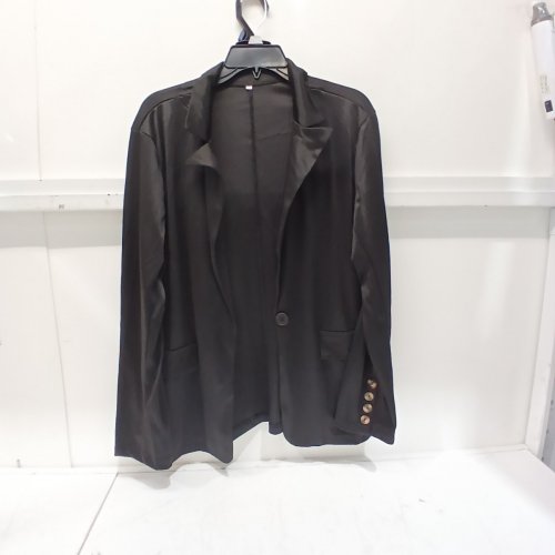 WOMENS LOOSE FORMAL BUTTON UP JACKET - 2XL - BLACK image 2