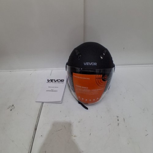 ADULT UNISEX 3/4-FACE MOTORCYCLE HELMET WITH CLEAR VISOR AND DETACHABLE LINER - LARGE - BLACK - (MODEL: MD-207) image 2