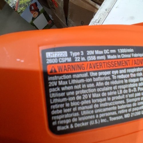 BLACK+DECKER BARE MAX LITHIUM-ION CORDLESS HEDGE TRIMMER WITH BATTERY - 22" - 20V - ORANGE/BLACK (MODEL: LHT2220) image 5