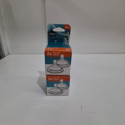 2(2PK) TOMMEE TIPPEE ADVANCED ANTI-COLIC BABY BOTTLE NIPPLES - FAST FLOW - 6M+- CLEAR image 2