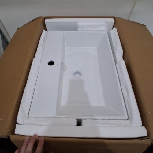 DEERVALLEY WALL-MOUNT RECTANGULAR TRADITIONAL CERAMIC CONSOLE BATHROOM SINK WITH BASE - 24" X 17" X 35" - WHITE / MATTE BLACK (MODEL: DV-1CS0117B) image 3