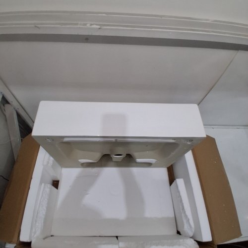 DEERVALLEY WALL-MOUNT RECTANGULAR TRADITIONAL CERAMIC CONSOLE BATHROOM SINK WITH BASE - 24" X 17" X 35" - WHITE / MATTE BLACK (MODEL: DV-1CS0117B) image 6