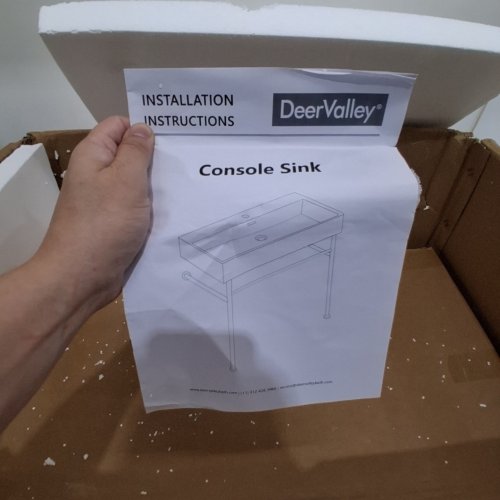 DEERVALLEY WALL-MOUNT RECTANGULAR TRADITIONAL CERAMIC CONSOLE BATHROOM SINK WITH BASE - 24" X 17" X 35" - WHITE / MATTE BLACK (MODEL: DV-1CS0117B) image 10