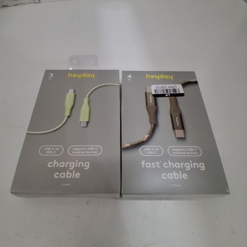 2PC ASSORTED HEYDAY USB-C TO USB-C CHARGING CABLES - 3FT - TRANSLUCENT MATCHA / OLIVE GREEN image 2