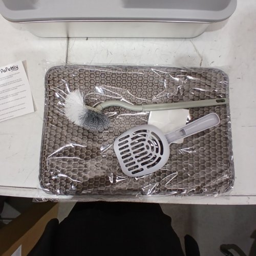 PAPETTLY STAINLESS STEEL CAT LITTER BOX WITH HIGH SIDES, DOUBLE LAYER LITTER MAT AND ACCESSORIES - 19.6" X 13.7" - GREY/STAINLESS STEEL - (MODEL: AEPAMP0101) image 3