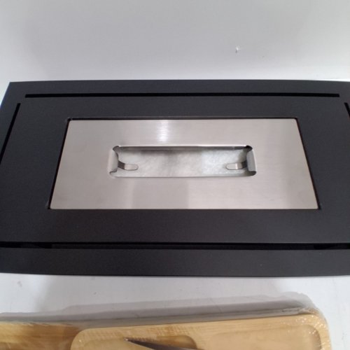 11PC TABLE TOP FIRE PIT AND CHEESE BOARD WITH ACCESORIES - BLACK/ WOOD BEIGE image 4
