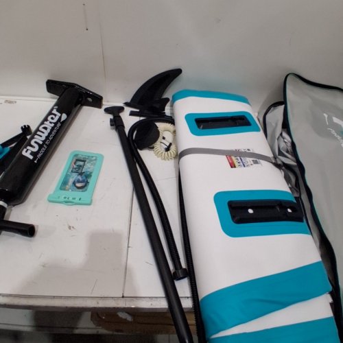 FUNWATER INFLATABLE STAND UP PADDLE BOARD - 10FT - WHITE/TURQUOISE image 3