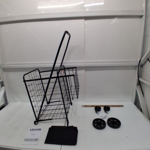 FOLDING GROCERY UTILITY CART WITH DUAL BASKETS - 100LBS MAX CAPACITY - BLACK (MODEL: ZZ 503-6-7S) image 2