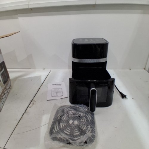 BLUEBOW 8-IN-1 AIR FRYER WITH TOUCHSCREEN, VIEWING WINDOW, COOKING PRESETS - 6QT - 1350W - BLACK/SILVER image 3