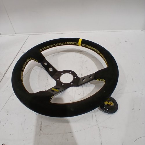 OMP SUEDE RACING STEERING WHEEL - 30MM/350MM - BLACK/YELLOW - (MODEL: OD0-1979) image 3
