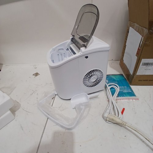 EUHOMY COUNTERTOP ICE MAKER MACHINE WITH HANDLE, BASKET AND SCOOP - MAKES 26LBS PER DAY - WHITE (MODEL: IM001-BWH-CAEH) image 4