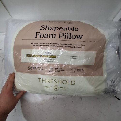 THRESHOLD MACHINE WASHABLE MEDIUM MICROGEL DOWN ALTERNATIVE BED PILLOW - QUEEN - WHITE image 3