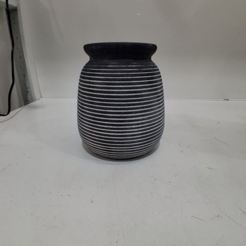 OOIT HOME STRIPED VASE - 8" X 6.5" - BLACK/WHITE (MODEL: 24036) image 2