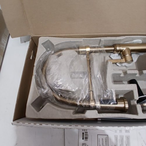 DELTA FAUCET RHETT PRO COMMERCIAL STYLE KITCHEN FAUCET WITH PULL DOWN SPRAYER, CHAMPAGNE BRONZE (MODEL:18829-CZ-DST) image 4