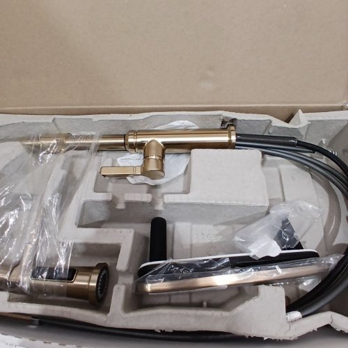 DELTA FAUCET RHETT PRO COMMERCIAL STYLE KITCHEN FAUCET WITH PULL DOWN SPRAYER, CHAMPAGNE BRONZE (MODEL:18829-CZ-DST) image 5