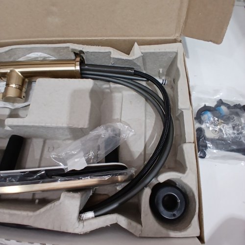 DELTA FAUCET RHETT PRO COMMERCIAL STYLE KITCHEN FAUCET WITH PULL DOWN SPRAYER, CHAMPAGNE BRONZE (MODEL:18829-CZ-DST) image 6