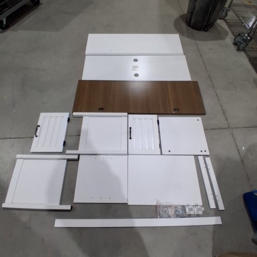 CHOOCHOO FARMHOUSE TV STAND - 47.2" X 15.3" X 20" - WHITE AND BROWN (MODEL: TS2402-1TWL) image 3