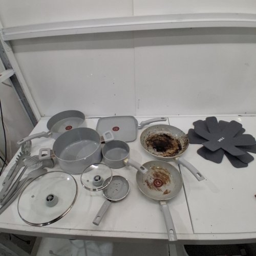 17PC T-FAL REFRESH CERAMIC NONSTICK COOKWARE SET - OVEN SAFE - MOON GREY image 2