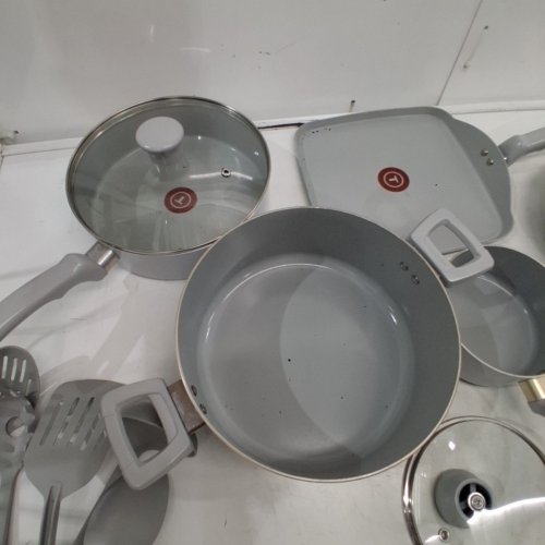 17PC T-FAL REFRESH CERAMIC NONSTICK COOKWARE SET - OVEN SAFE - MOON GREY image 5