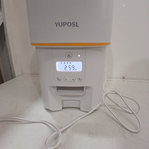 YUPOSL AUTOMATIC CAT FEEDER FOOD DISPENSER WITH ANTI-JAM DESIGN AND STAINLESS STEEL BOWL - 3L - WHITE/ORANGE (MODEL: YPF01) image 3
