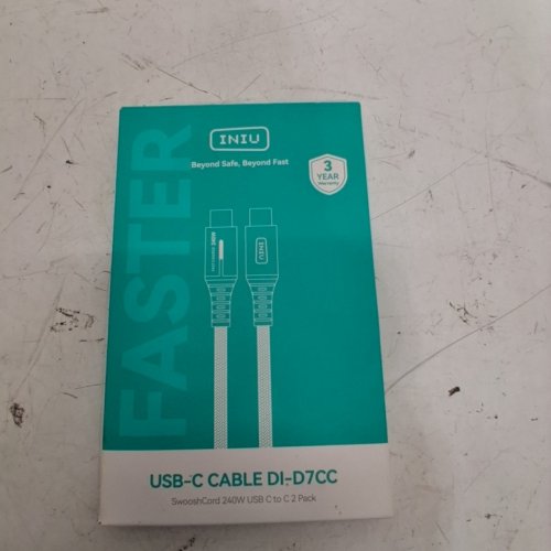 2PK INIU SWOORDCORD 240W USB-C TO C DI-D7CC CABLES - BLACK (MODEL: DC77-2P-BK-2M) image 3