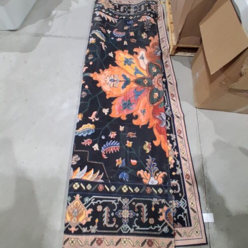 RELEANY WASHABLE NON-SLIP AREA RUG -8FT X 10FT - FLORAL BLACK/TAN image 5
