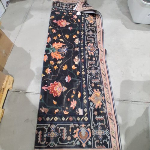 RELEANY WASHABLE NON-SLIP AREA RUG -8FT X 10FT - FLORAL BLACK/TAN image 6