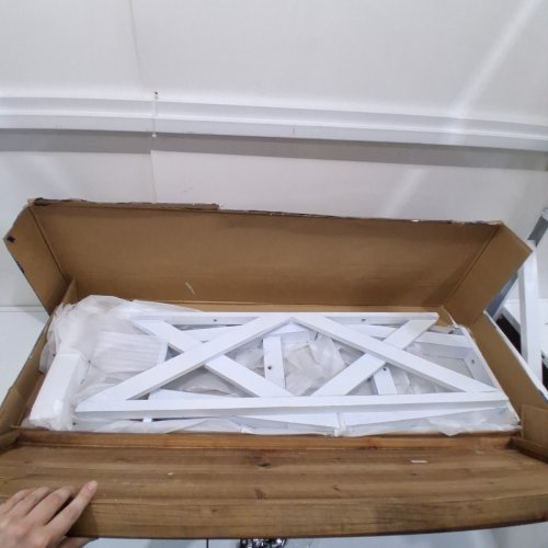 WNUTREES FARMHOUSE RUSTIC SOLID WOOD BENCH - 43" X 13" X 17" - WHITE/BROWN (MODEL: FZCY011WT) image 5