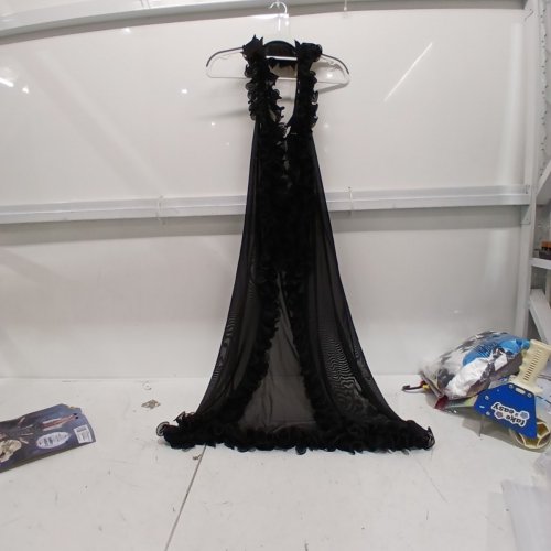 women's SHEER RUFFLED PLUNGE NECK DRESS WITH HEART DETAIL - OSFM - BLACK image 2