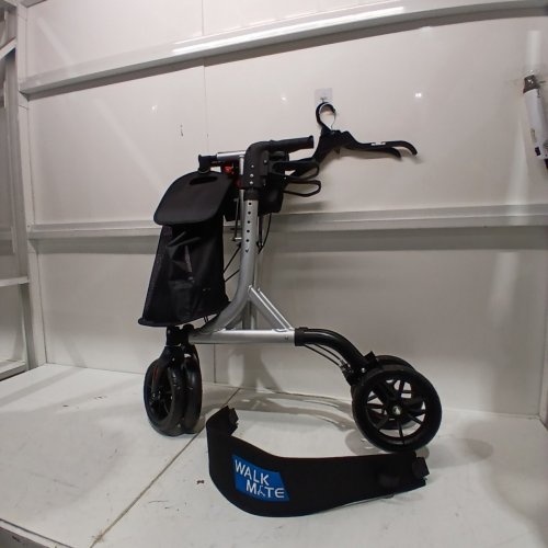 WALK MATE FOLDING LIGHTWEIGHT ROLLATOR WALKER WITH SEAT AND PADDED BACKREST - 300LB CAP - SILVER (MODEL: WM02060) image 2