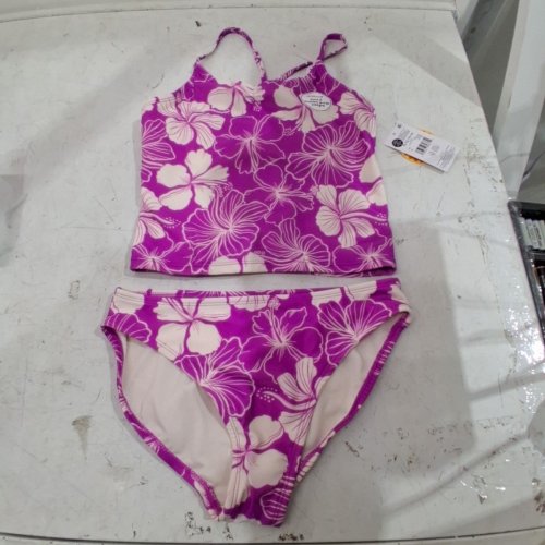 2PC GIRL'S FLORAL TANKINI SWIMSUIT - XL (14-16) - PURPLE (STYLE: GRS648012G) image 2