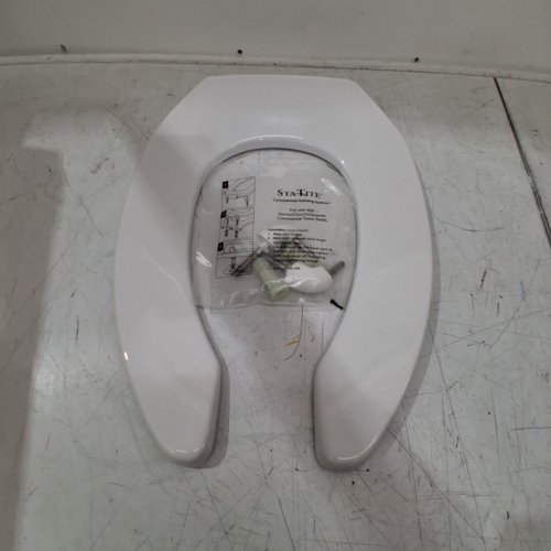 BEMIS ELONGATED TOILET SEAT WITH STA-TITE COMMERCIAL FASTENING SYSTEM - WHITE - (MODEL: 1955CT 000) image 2