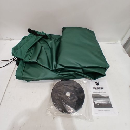 TAYLOR MADE TRAILERITE BOAT COVER - for 15ft 10" - 16ft 10" x 82" v-hull fishing boat - GREEN image 2