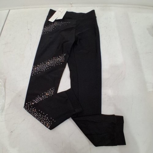 IEFIEL KIDS FIGURE ICE SKATING TIGHTS - 6 - BLACK WITH RHINESTONES image 4