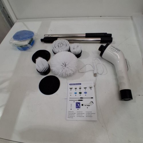 PKBD CORDLESS ELECTRIC SPIN SCRUBBER WITH REPLACEABLE HEADS, DIGITAL DISPLAY AND RETRACTABLE HANDLE - WHITE (MODEL: KS-QJ6) image 4
