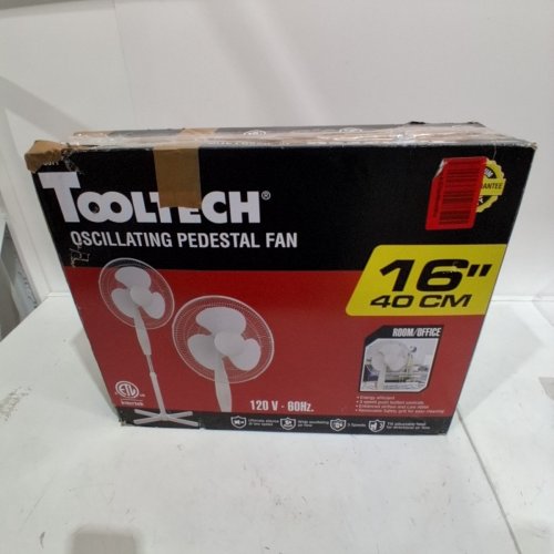 TOOLTECH 3-SPEED OSCILLATING PEDESTAL FAN - 16" - WHITE (MODEL: 100077) image 7