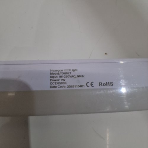 8PC HEXAGON LED LIGHT STRIPS - 85-250 V, 7W, 6500 K - WHITE (MODEL: YX6027) image 2