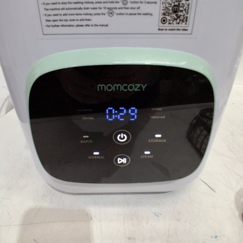 MOMCOZY KLEANPAL PRO BABY BOTTLE WASHER - STERILIZER & DRYER COMBO FOR ALL BOTTLES - HOLDS UP TO 4 BOTTLES - 9 CLEANING MODES - GREEN/WHITE (MODEL:BS03) image 2